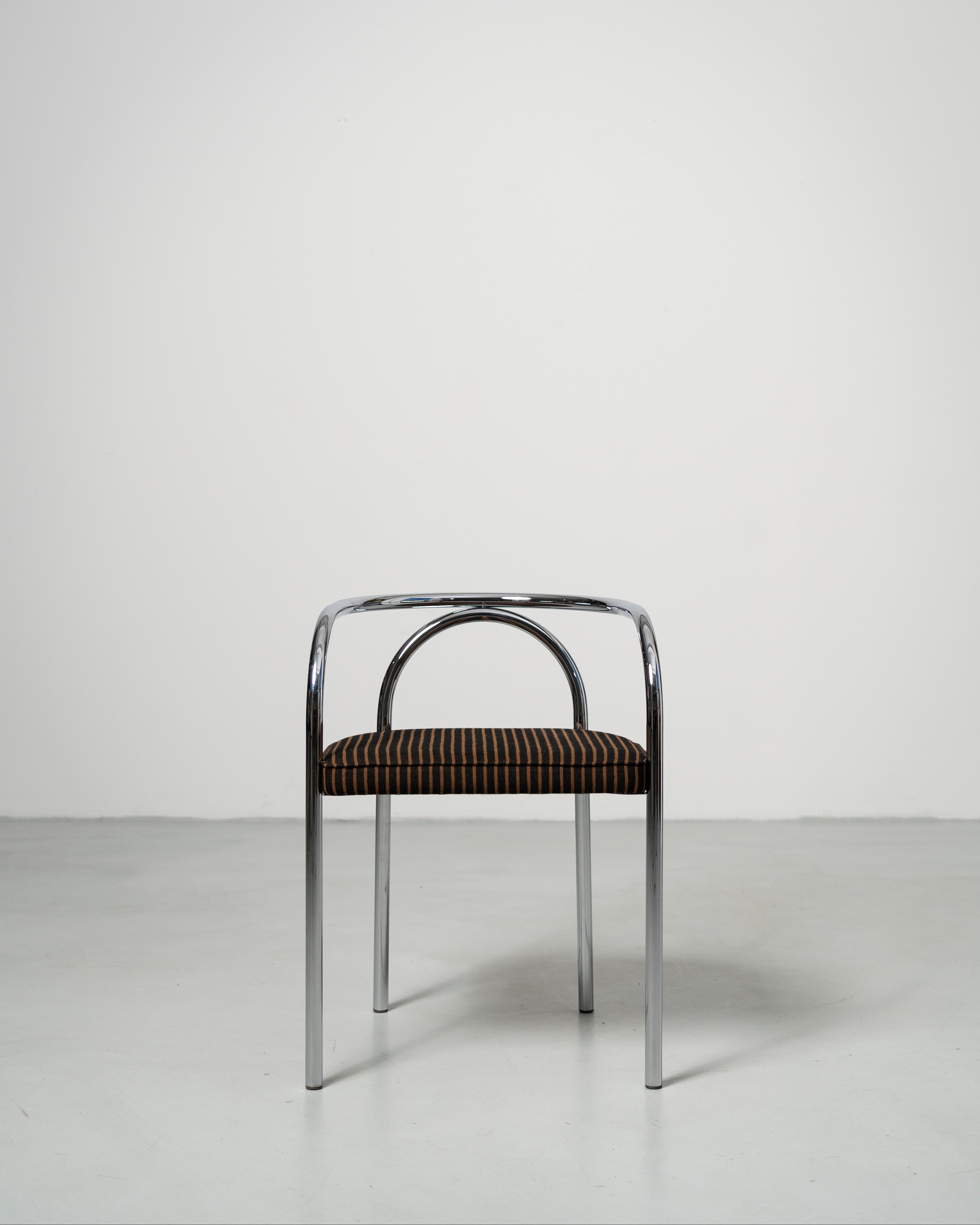 PH Chair by Poul Henningsen, Danish design classic (1932) chrome chair with a striped cushion
