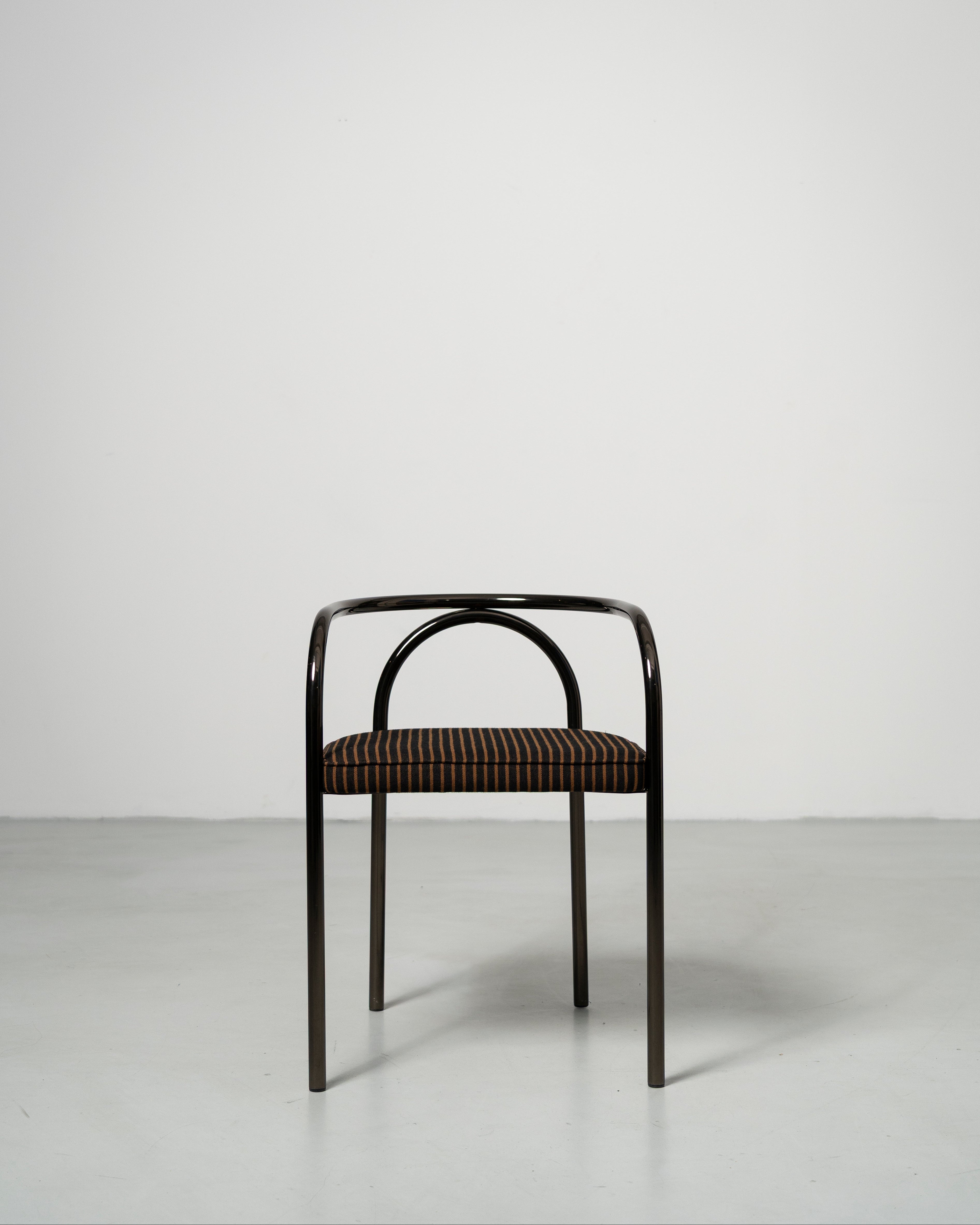PH Chair by Poul Henningsen, Danish design classic (1932) Black metal chair with striped wool seat