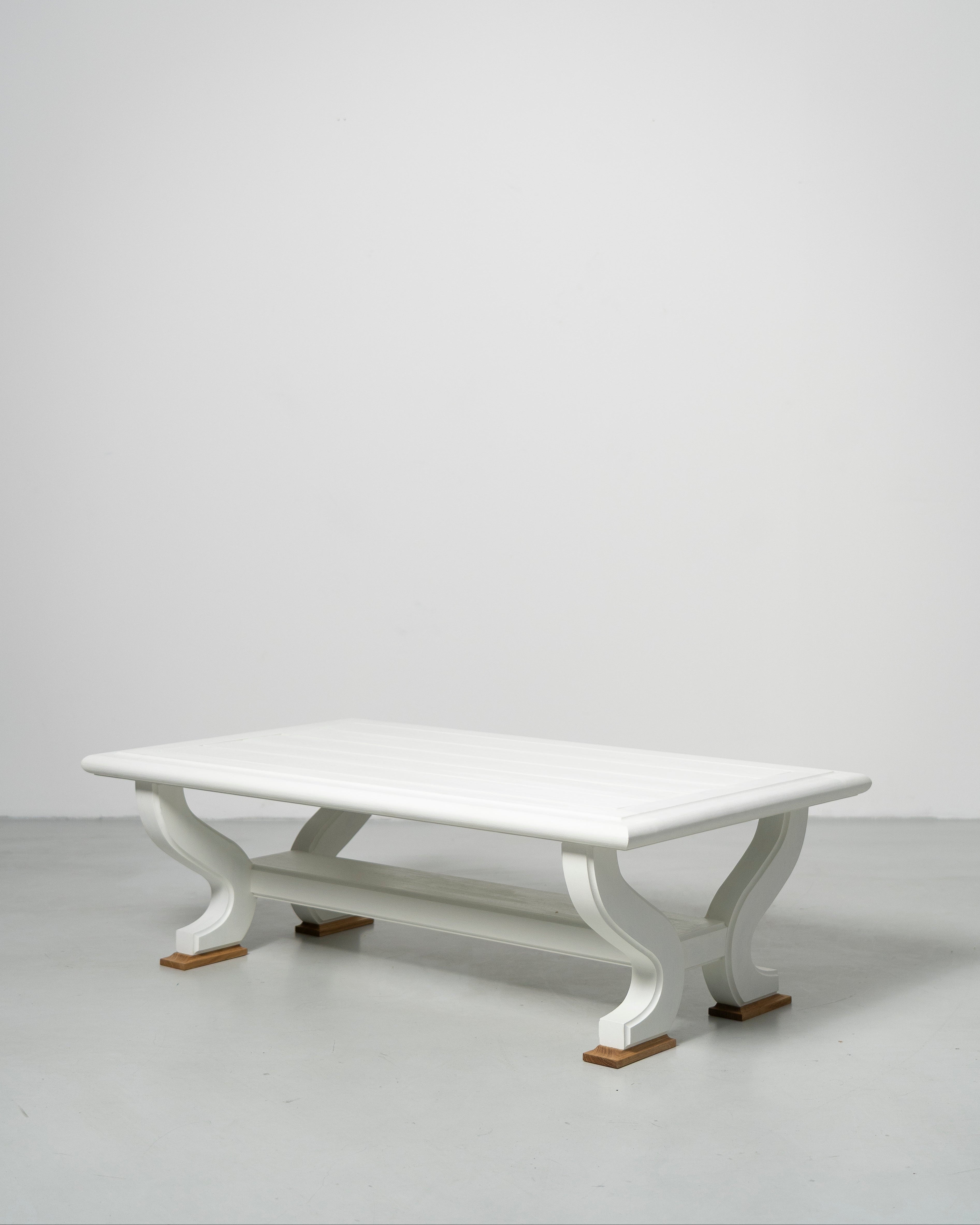 PH Outdoor Bench by Poul Henningsen, Danish design classic (1930s) white painted solid oak