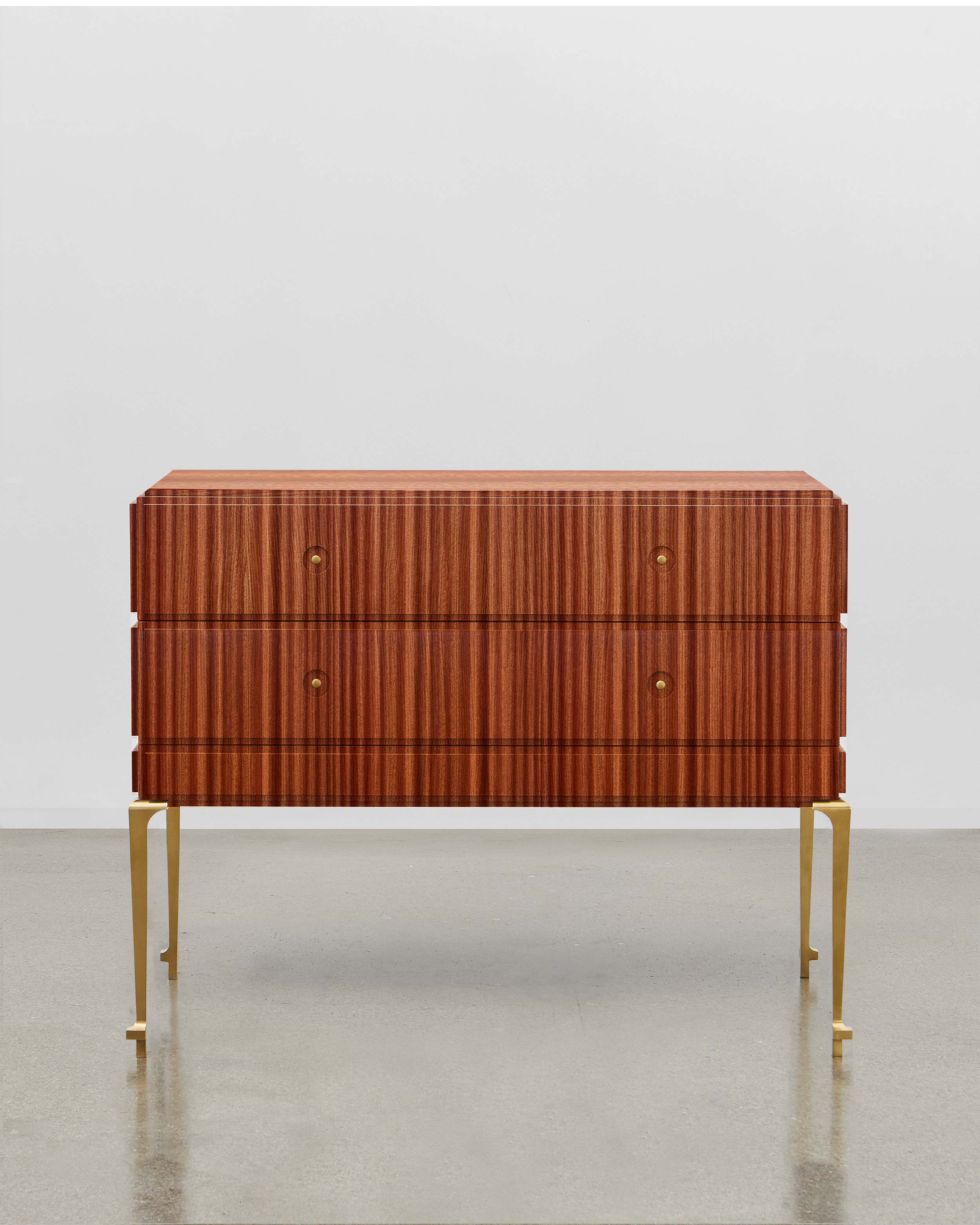 PH Grand Chest of Drawers by Poul Henningsen, Danish design classic (1930s) mahogany wood with brass legs and handles two drawers