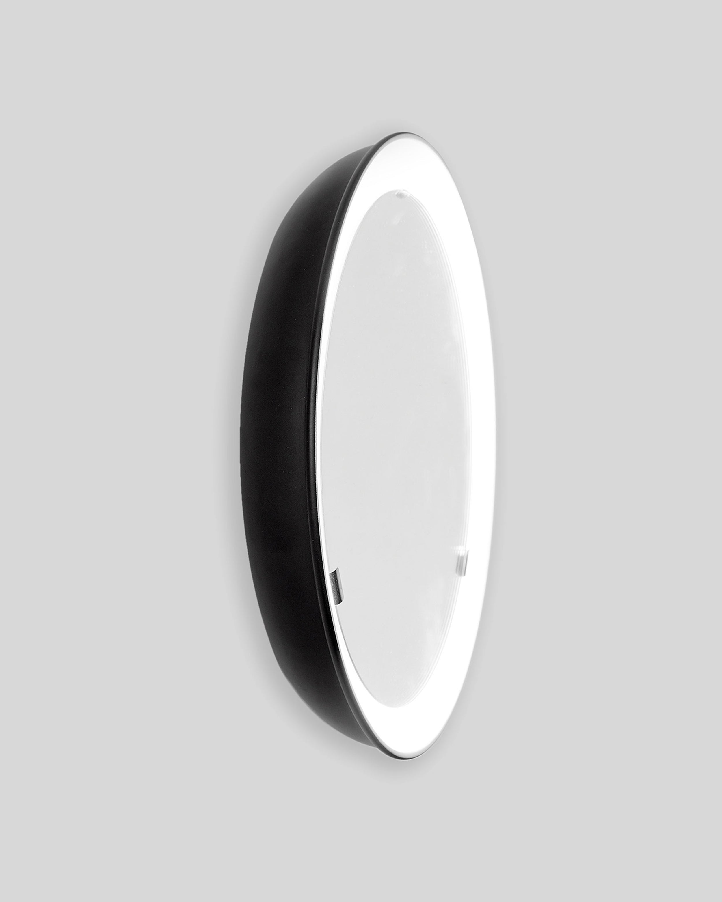 PH Mirror by Poul Henningsen, Danish design classic (1939) mirror with light and PH signature in black painted