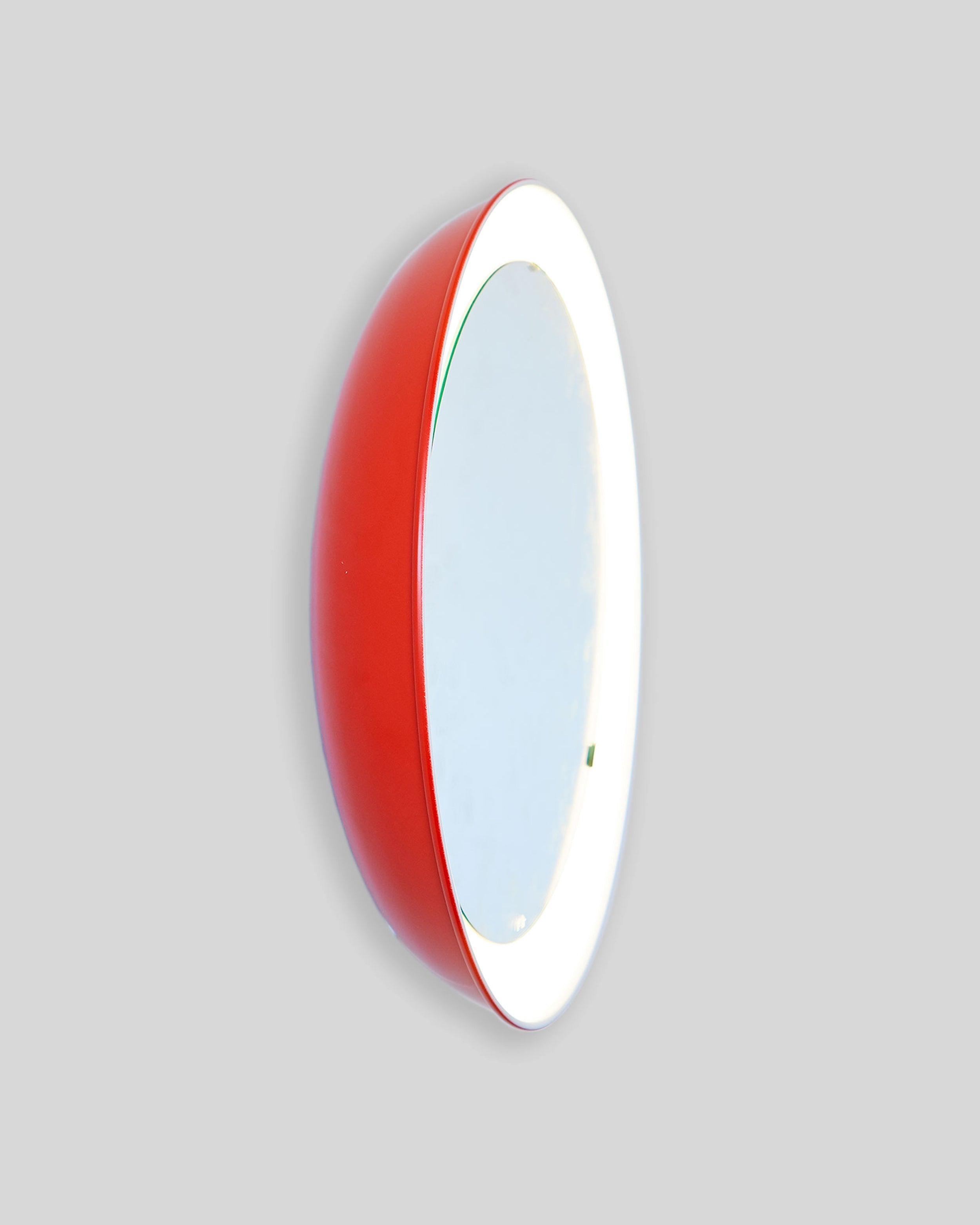 PH Mirror by Poul Henningsen, Danish design classic (1939) mirror with light and PH signature in red painted