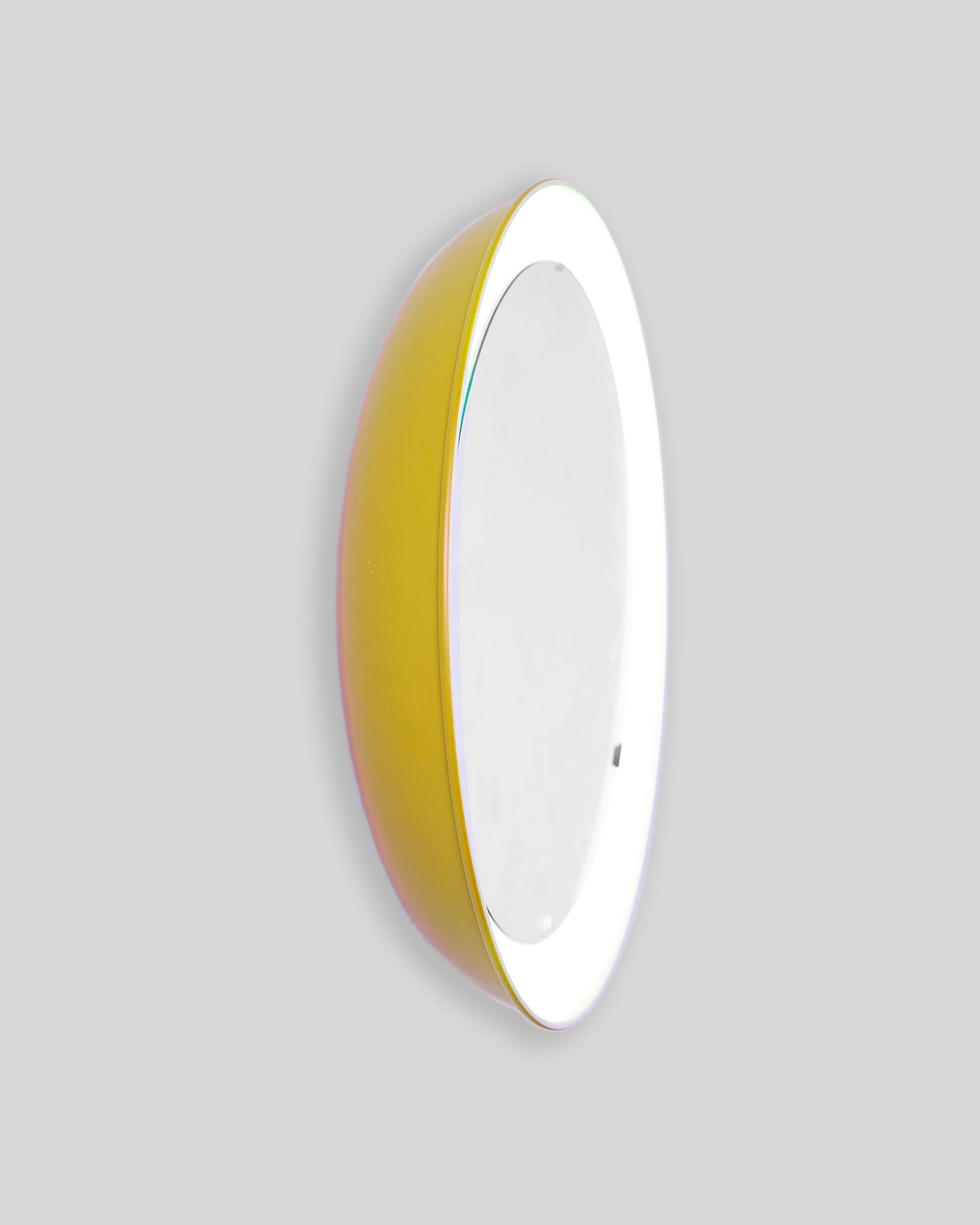 PH Mirror by Poul Henningsen, Danish design classic (1939) mirror with light and PH signature in yellow painted