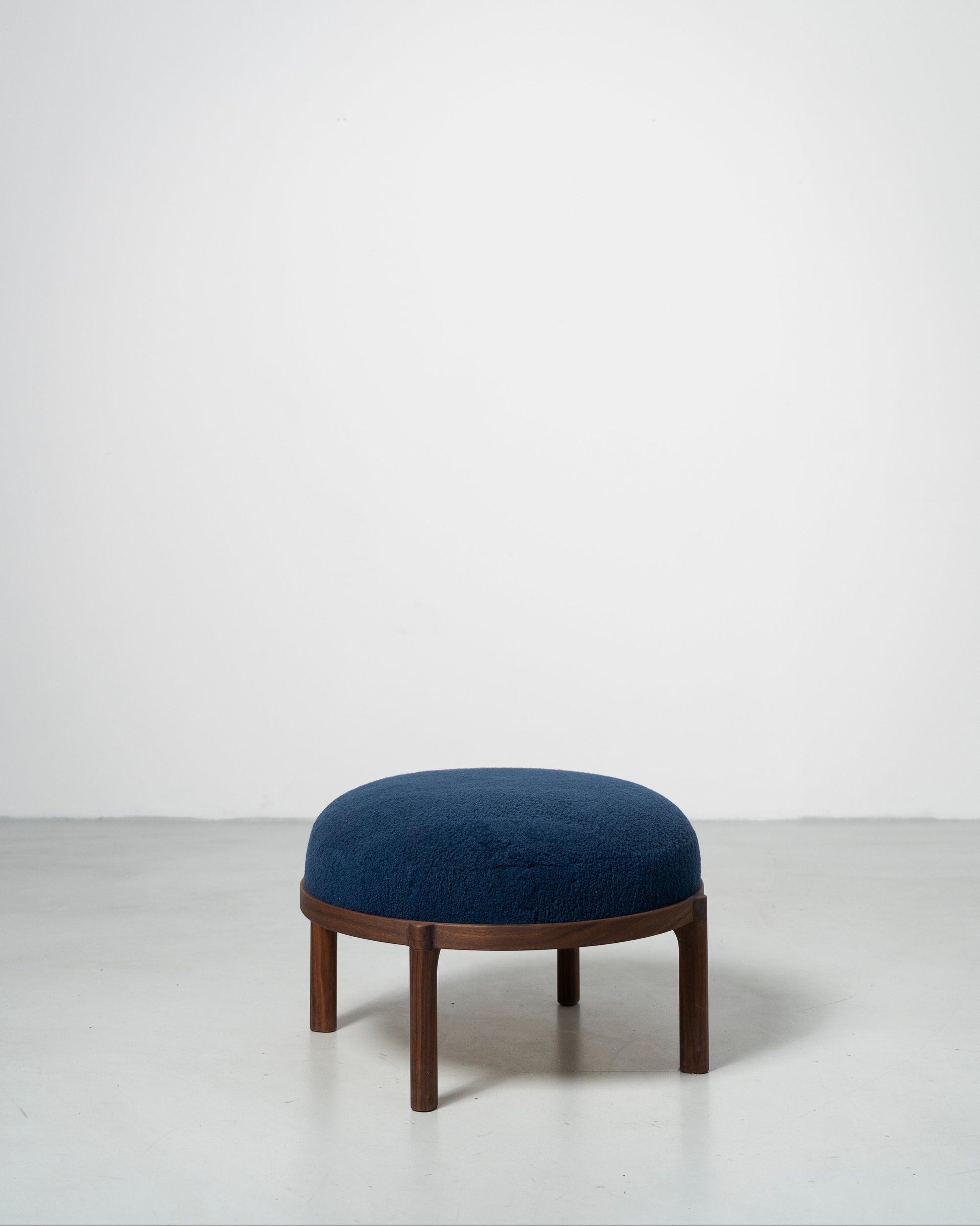 Gallant Stool by Morten & Jonas, Scandinavian design blue fabric stool with dark oak frame and legs 