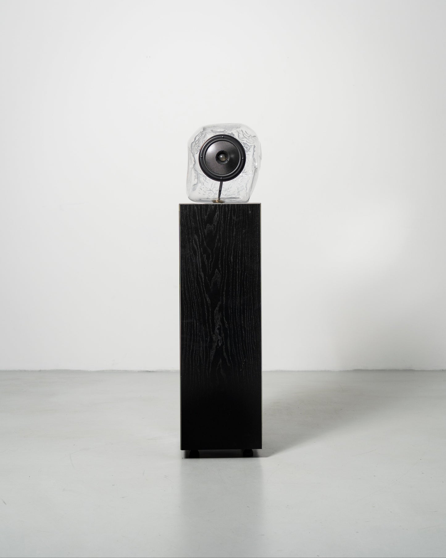 Glass Ball Speaker, sculptural audio design mouth-blown glass sphere with the speaker driver built in 
