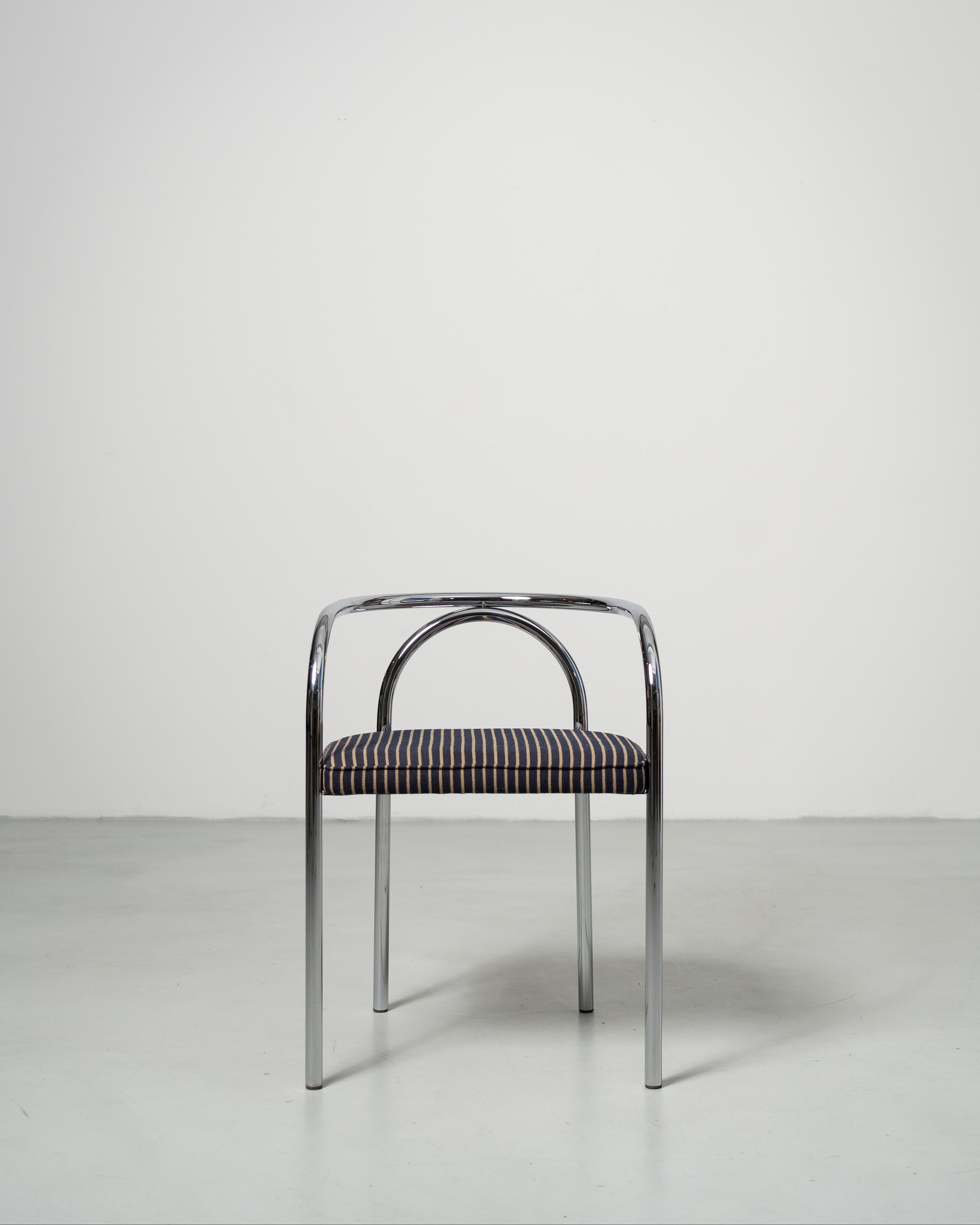 PH Chair by Poul Henningsen, Danish design classic (1932) chrome chair with striped cushion 