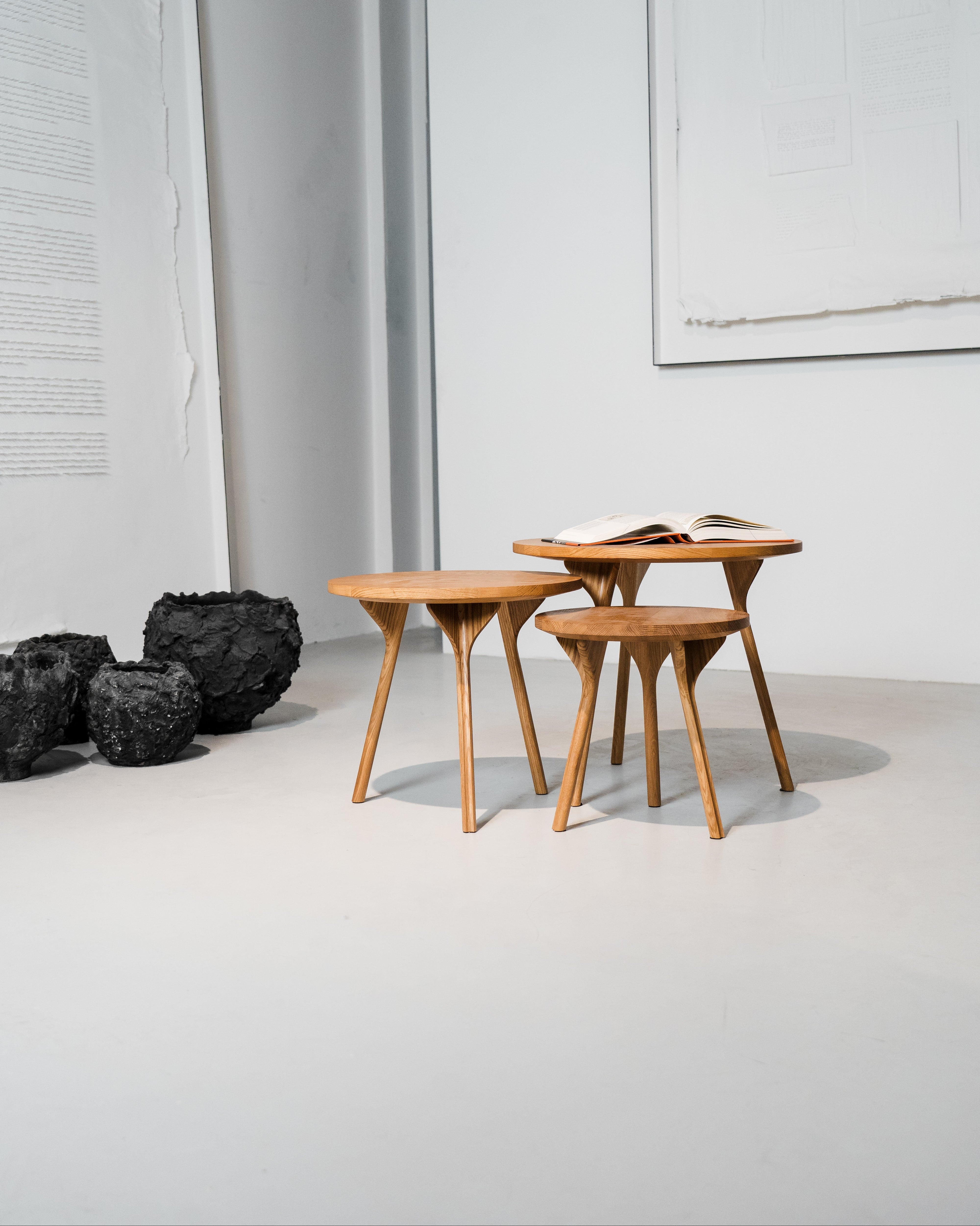 PH Circle Table Lounge by Poul Henningsen, Danish design classic (1937)
Set of three wooden side tables 