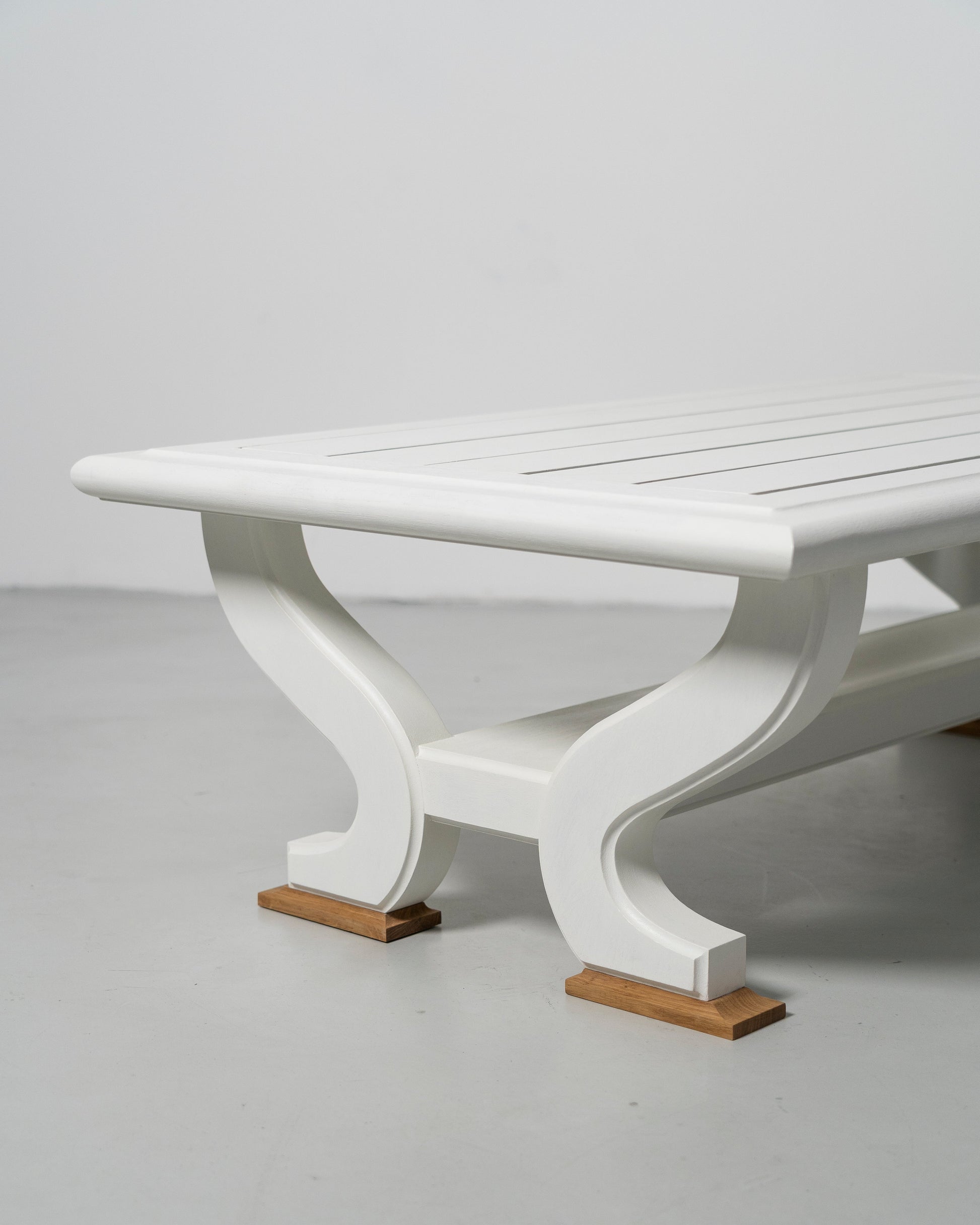 PH Outdoor Bench by Poul Henningsen, Danish design classic (1930s) white painted solid oak