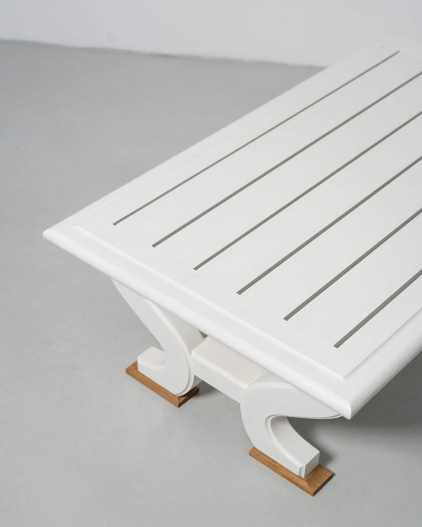 PH Outdoor Bench by Poul Henningsen, Danish design classic (1930s) white painted solid oak