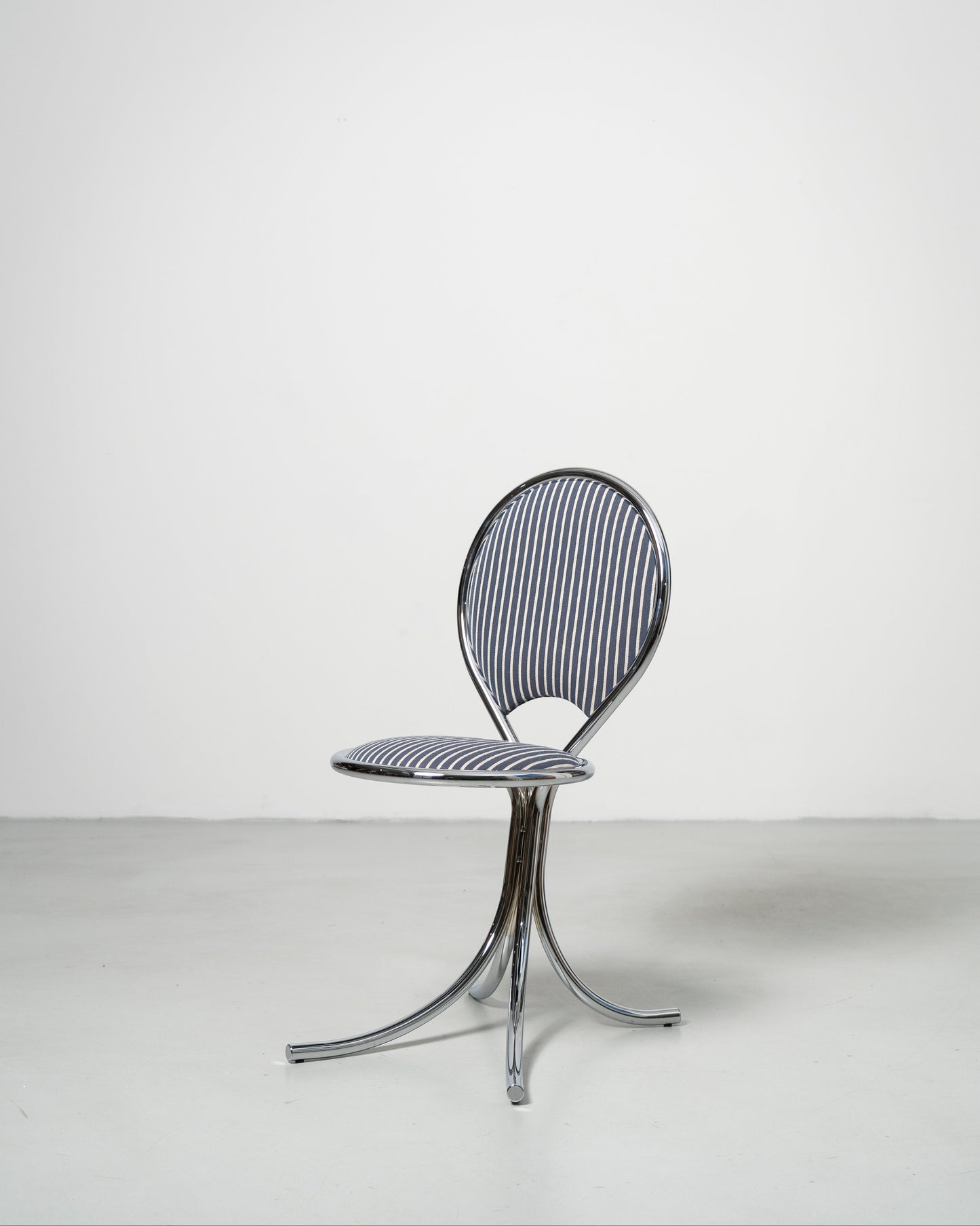 PH Steel Chair by Poul Henningsen, Danish design classic (1932) a steel chair with a striped wool cushioned seat and backrest and chrome steel tube frame