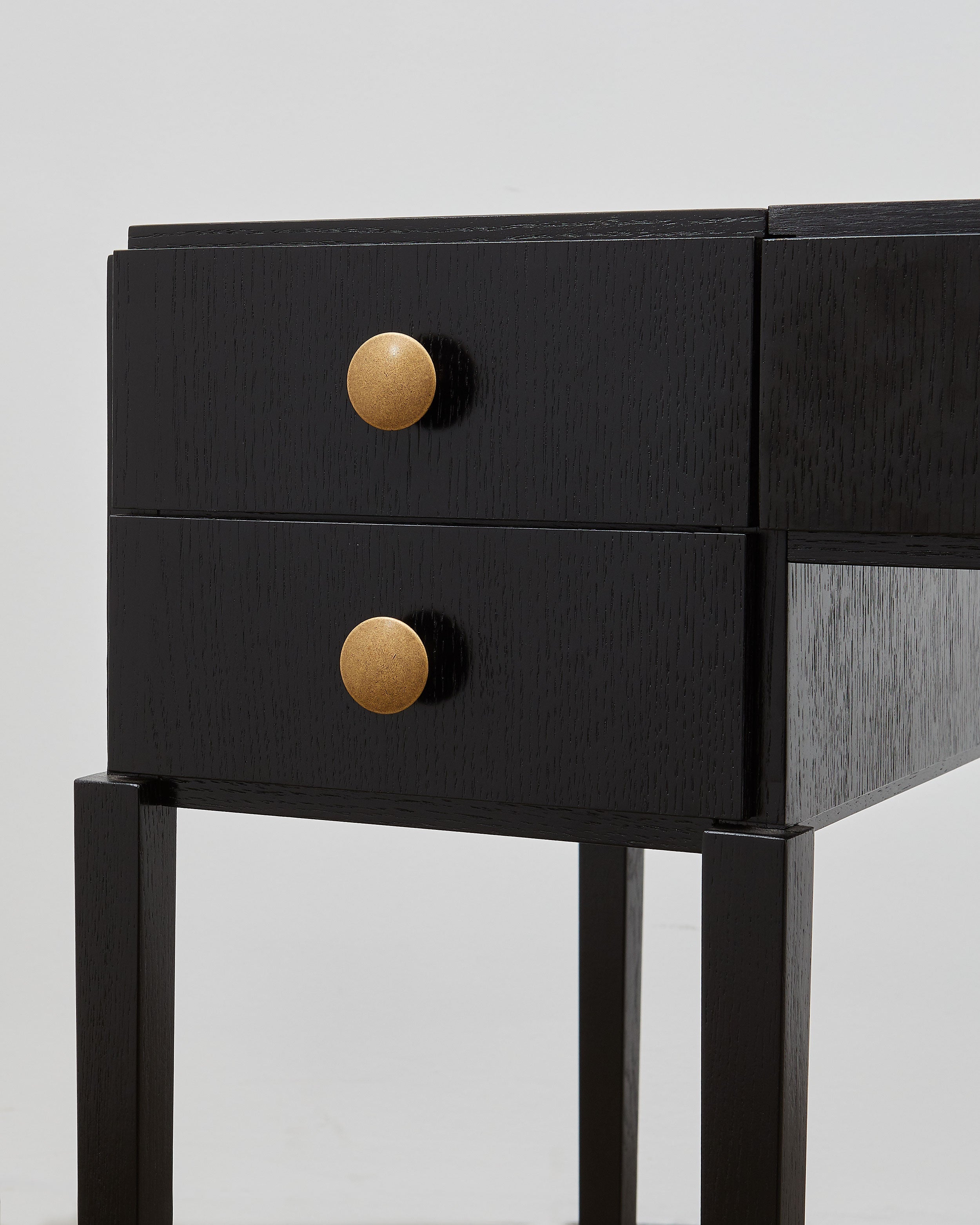 PH Dressing Table by Poul Henningsen, Danish design classic (1919) black oak wood and brass handle with folding mirror 
