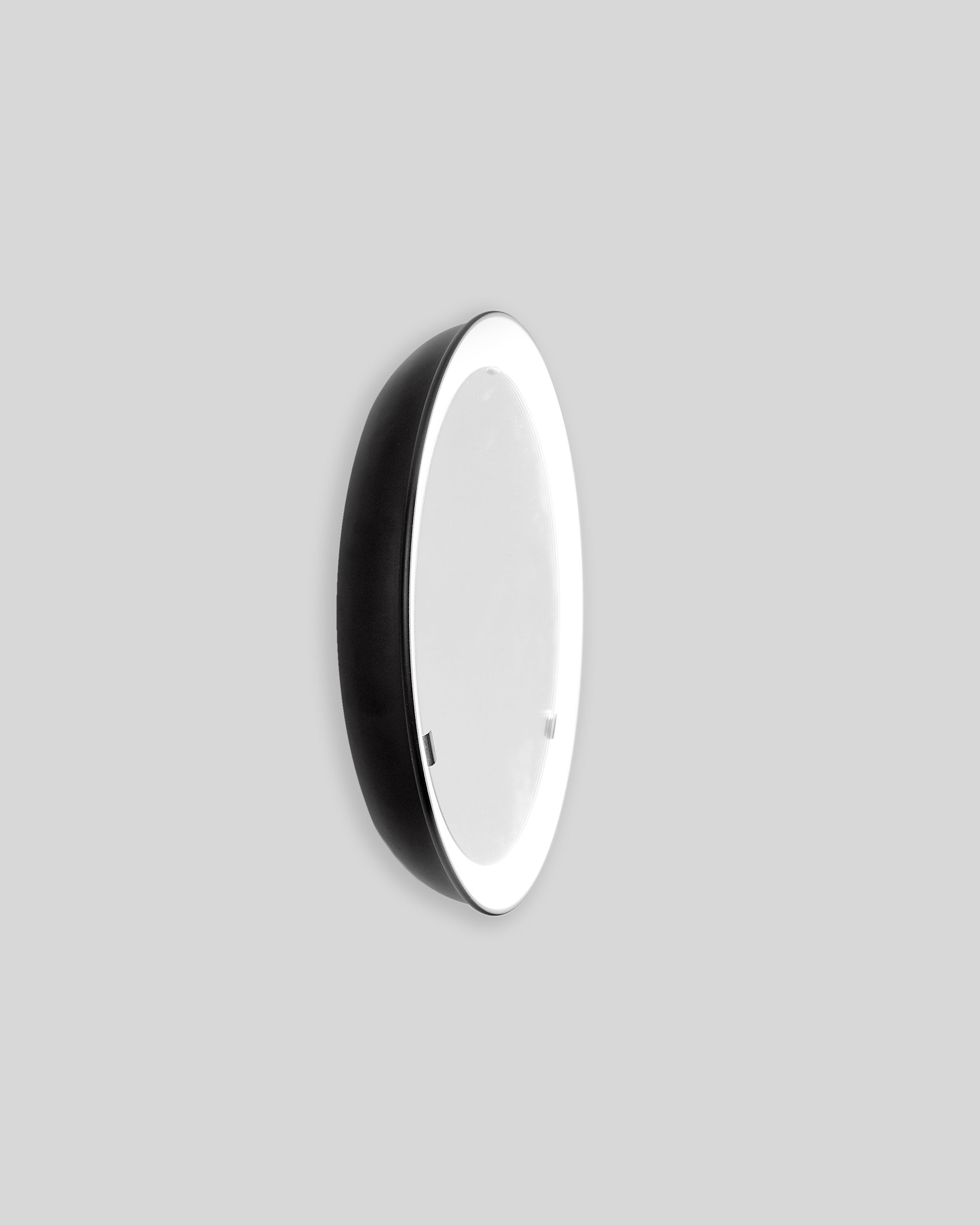 PH Mirror by Poul Henningsen, Danish design classic (1939) mirror with light and PH signature in black painted