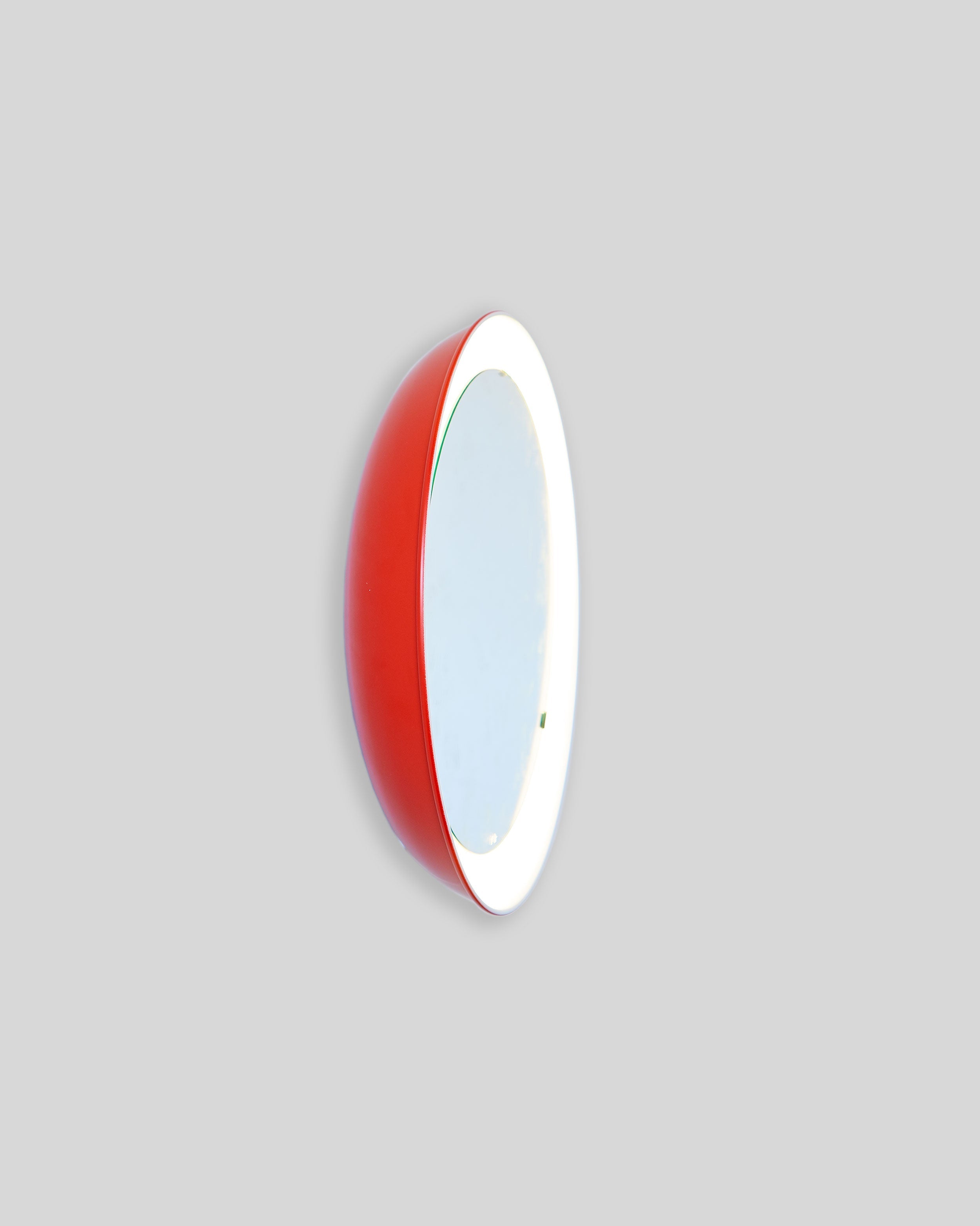 PH Mirror by Poul Henningsen, Danish design classic (1939) mirror with light and PH signature in red painted