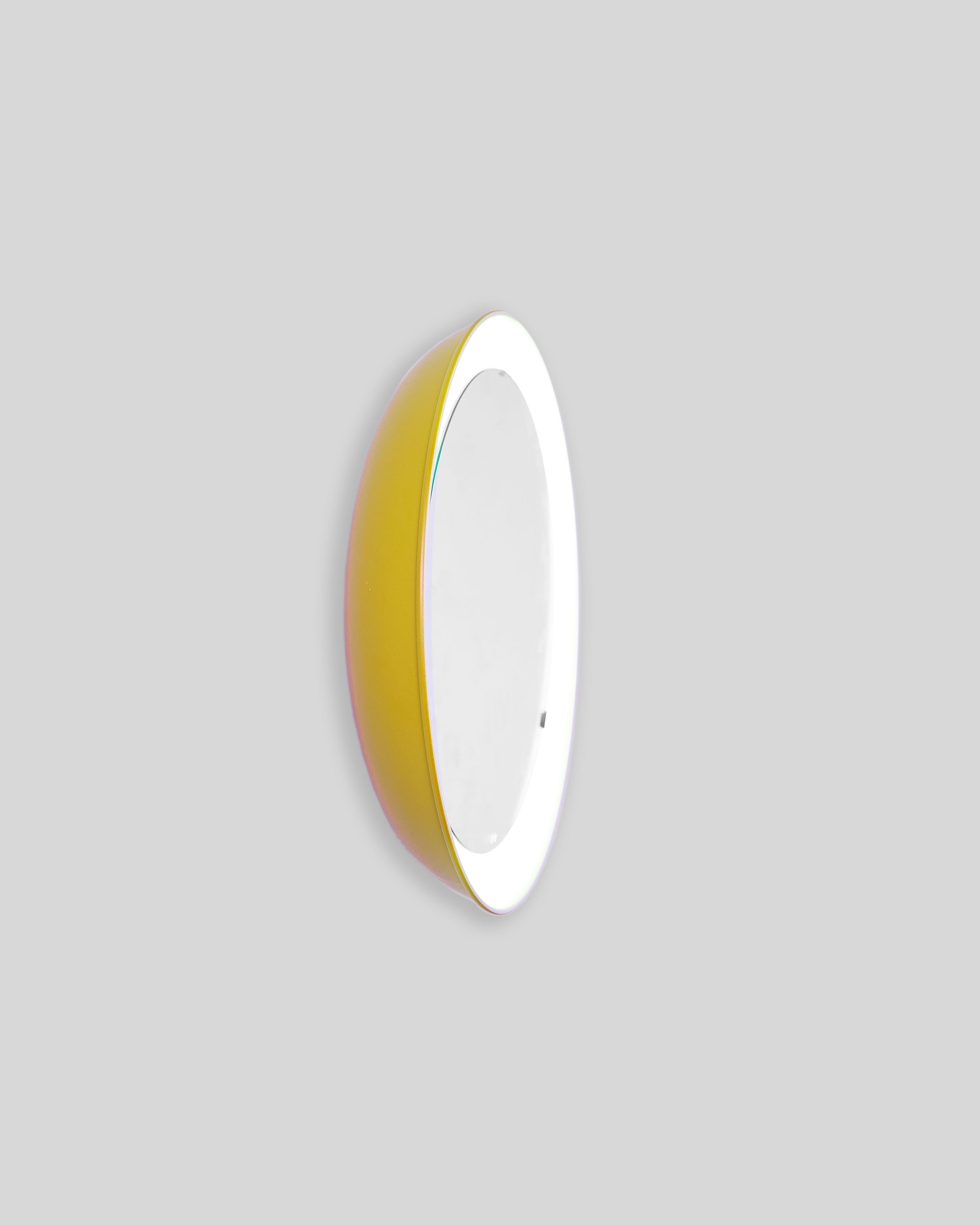 PH Mirror by Poul Henningsen, Danish design classic (1939) mirror with light and PH signature in yellow painted