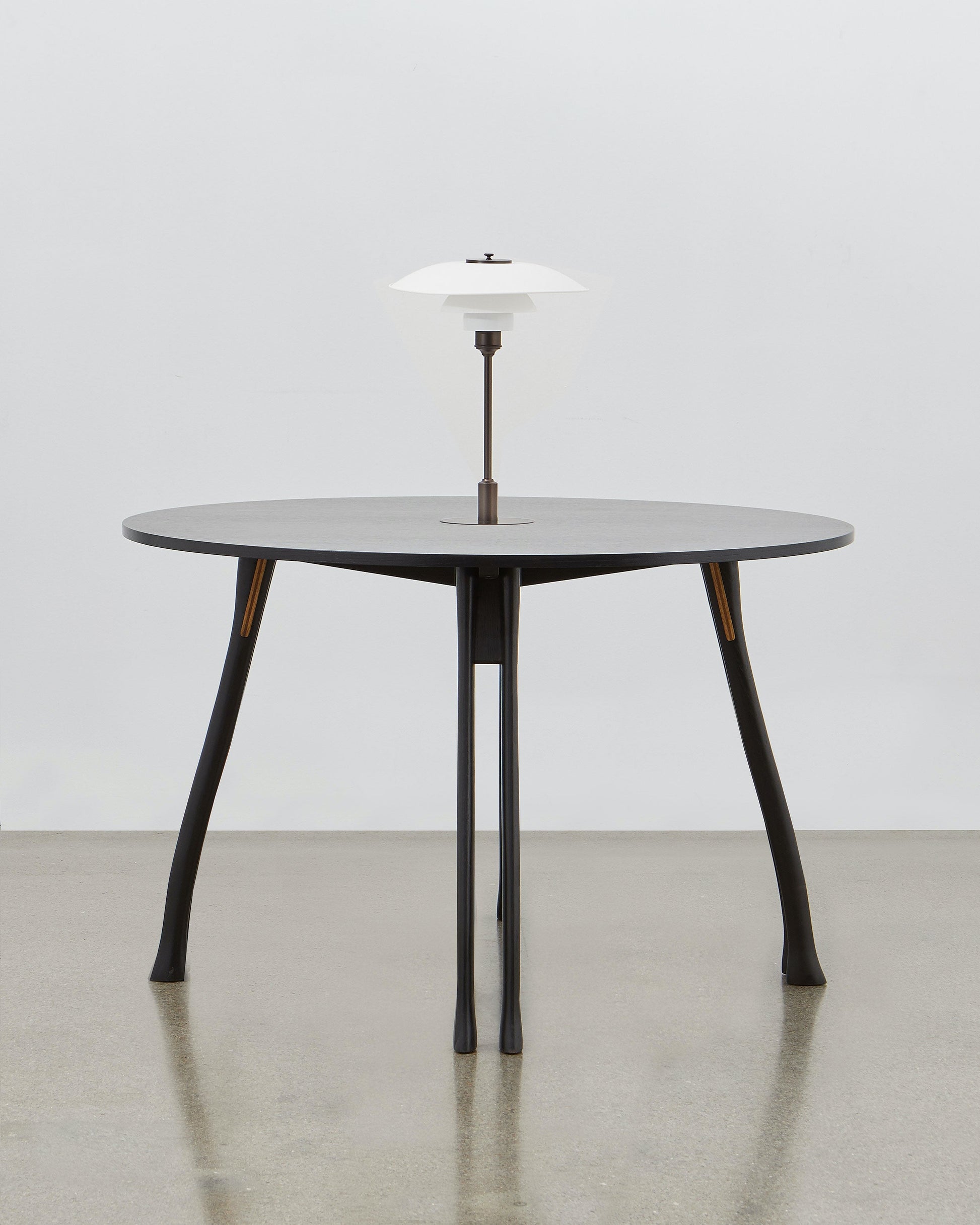 PH Axe Table by Poul Henningsen, Danish design classic (1954) Black painted oak wood with PH Lamp in white 