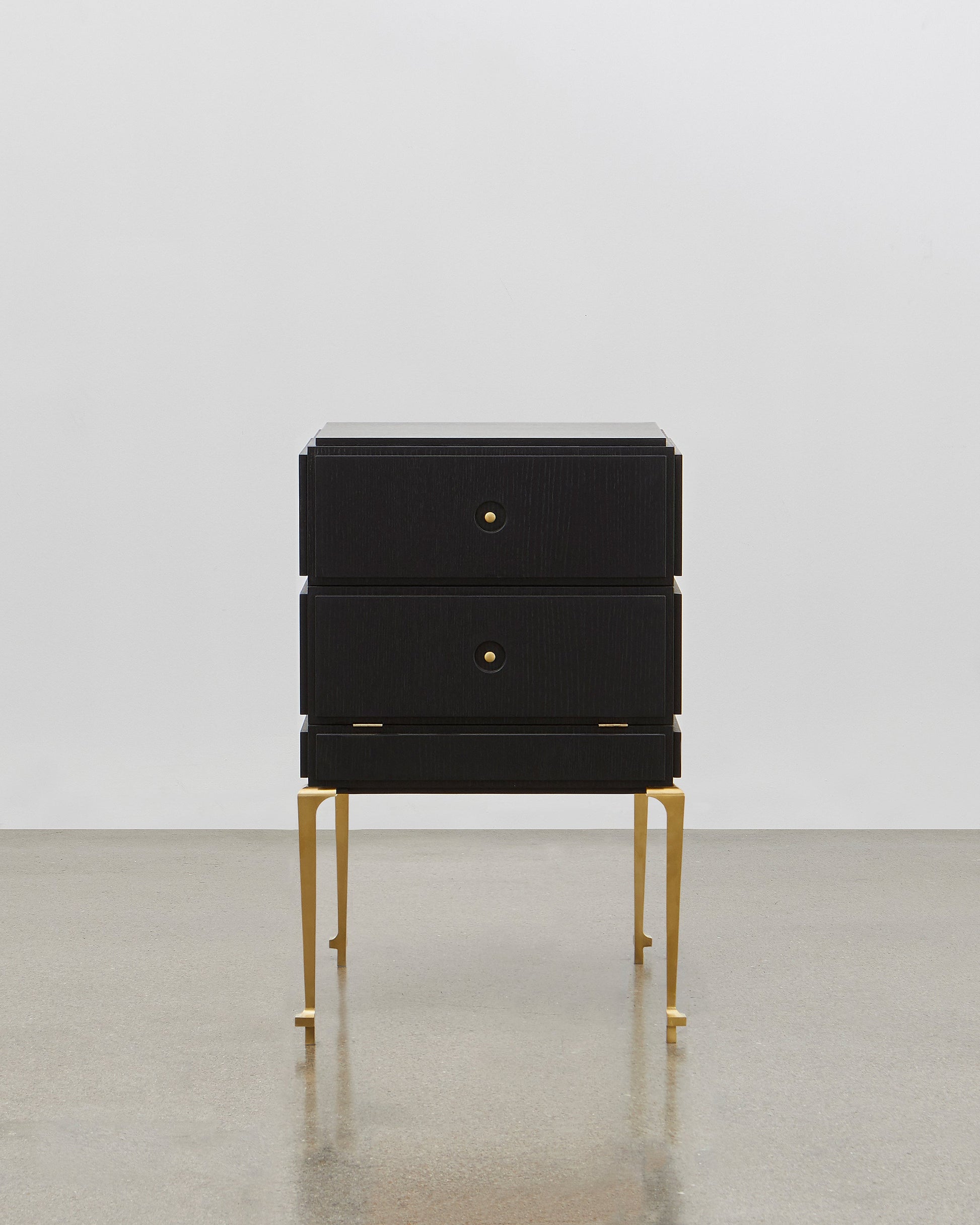 PH Small Drawer Chest by Poul Henningsen, Danish design classic (1930s) A small black wooden drawer chest with brass legs 
